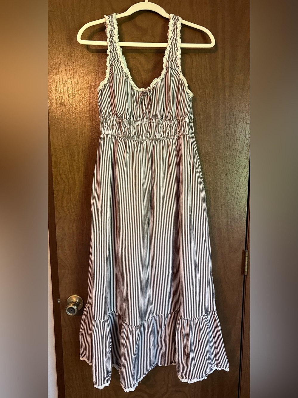 Neuflora brown and white striped Lisbon dress